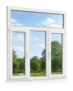 Металопластикове вікно VEKA Softline тристулкове з фрамугою 2200 x 2100 мм