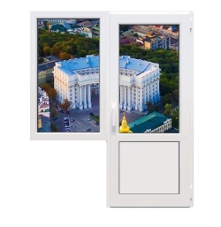 Балконний блок Viknaroff Fenster 500 з глухим вікном і поворотно-відкидними дверима 1800 x 2100 мм