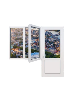 Балконный блок Viknaroff Fenster 500 с двухстворчатым окном и поворотно-откидной створкой 1900 x 2000 мм