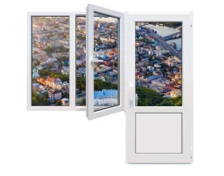Балконний блок Viknaroff Fenster 500 з двостулковим вікном і поворотно-відкидною стулкою 1900 x 2000 мм