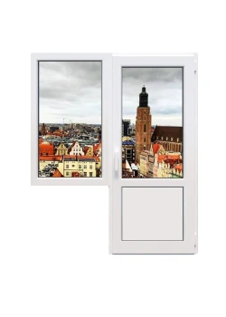 Балконный блок Viknaroff MegaLine 600 с глухим окном и поворотно-откидной дверью 1800 x 2100 мм