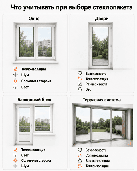 Что учитывать при выборе стеклопакета для окна, двери, балконного блока и террасной системы